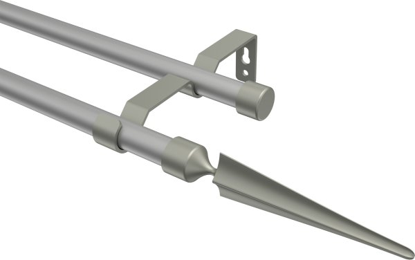 Gardinenstange Metall 16 mm Ø 2-läufig OLYMP - Lorenzo Silbergrau / Chrom matt (ohne Ringe)