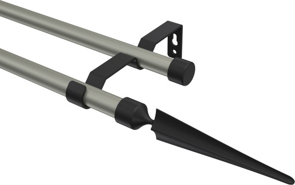 Gardinenstange Metall 16 mm Ø 2-läufig OLYMP - Lorenzo Chrom matt / Schwarz (ohne Ringe) 100 cm