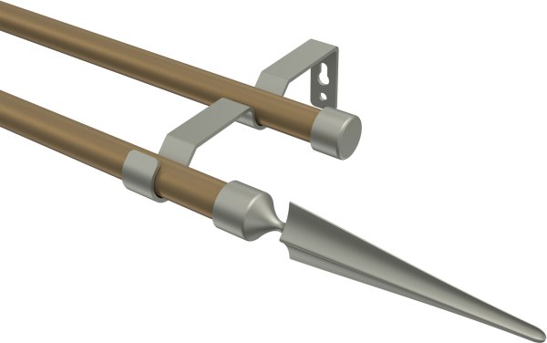 Gardinenstange Metall 16 mm Ø 2-läufig OLYMP - Lorenzo Gold matt / Chrom matt (ohne Ringe)