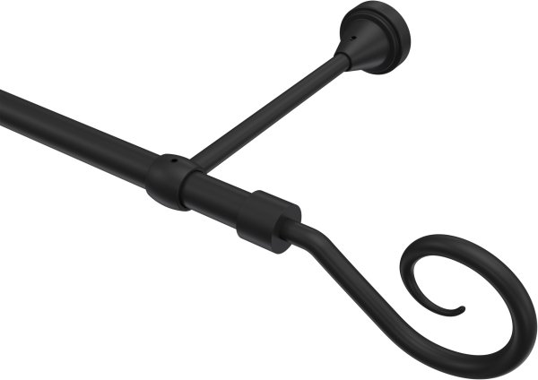 Gardinenstange Metall 16 mm Ø PRIMUS - Allegra Schwarz (ohne Ringe) 260 cm (2 x 130 cm)