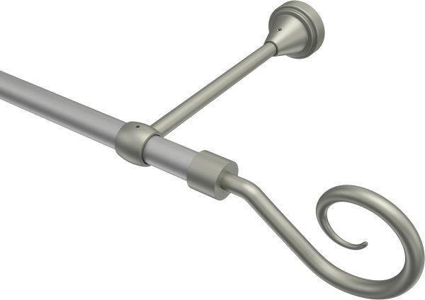 Gardinenstange Metall 16 mm Ø PRIMUS - Allegra Silbergrau / Chrom matt (ohne Ringe) 100 cm