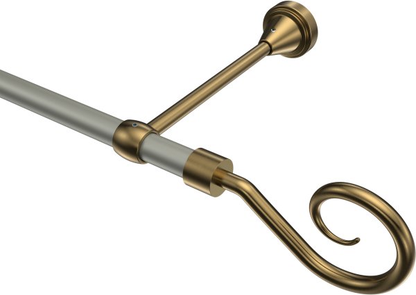 Gardinenstange Metall 16 mm Ø PRIMUS - Allegra Chrom matt / Messing Antik (ohne Ringe) 100 cm