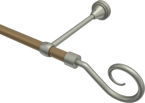 Gardinenstange Metall 16 mm Ø PRIMUS - Allegra Gold matt / Chrom matt (ohne Ringe) 100 cm