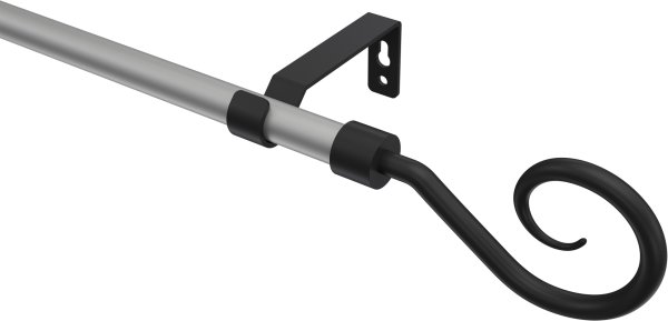 Gardinenstange Metall 16 mm Ø OLYMP - Allegra Silbergrau / Schwarz (ohne Ringe) 100 cm