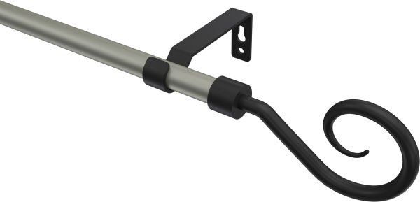 Gardinenstange Metall 16 mm Ø OLYMP - Allegra Chrom matt / Schwarz (ohne Ringe) 100 cm