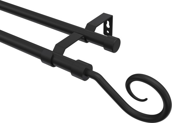 Gardinenstange Metall 16 mm Ø 2-läufig OLYMP - Allegra Schwarz (ohne Ringe) 100 cm