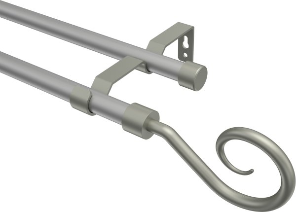 Gardinenstange Metall 16 mm Ø 2-läufig OLYMP - Allegra Silbergrau / Chrom matt (ohne Ringe) 100 cm