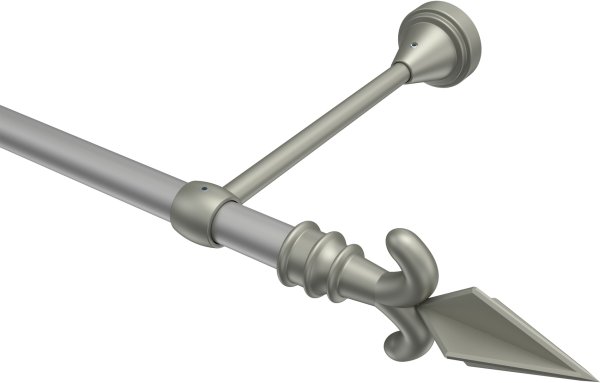 Gardinenstange Metall 16 mm Ø PRIMUS - Matteo Silbergrau / Chrom matt (ohne Ringe) 100 cm