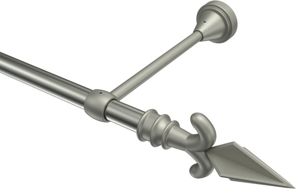 Gardinenstange Metall 16 mm Ø PRIMUS - Matteo Edelstahl-Optik / Chrom matt (ohne Ringe) 100 cm