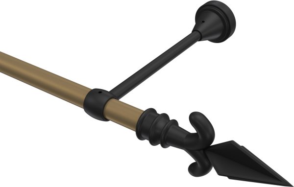 Gardinenstange Metall 16 mm Ø PRIMUS - Matteo Gold matt / Schwarz (ohne Ringe) 100 cm