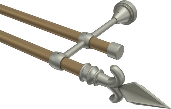 Gardinenstange Metall 16 mm Ø 2-läufig PRIMUS - Matteo Gold matt / Chrom matt (ohne Ringe)