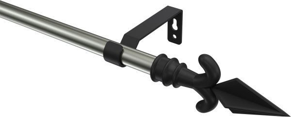 Gardinenstange Metall 16 mm Ø OLYMP - Matteo Edelstahl-Optik / Schwarz (ohne Ringe) 120 cm