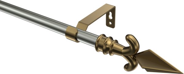 Gardinenstange Metall 16 mm Ø OLYMP - Matteo Edelstahl-Optik / Messing Antik (ohne Ringe) 100 cm