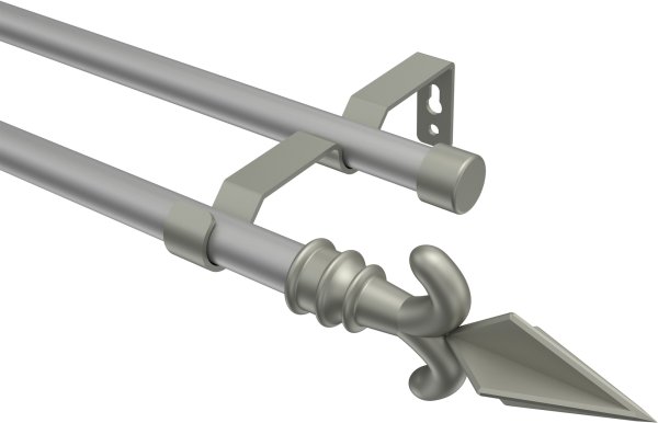 Gardinenstange Metall 16 mm Ø 2-läufig OLYMP - Matteo Silbergrau / Chrom matt (ohne Ringe)