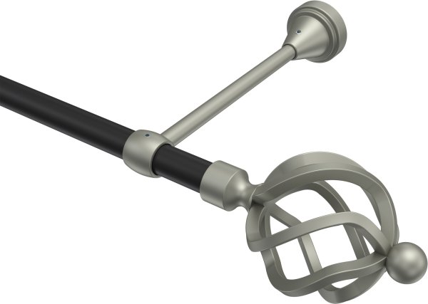 Gardinenstange Metall 16 mm Ø PRIMUS - Paolo Schwarz / Chrom matt (ohne Ringe) 100 cm