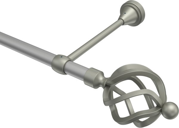 Gardinenstange Metall 16 mm Ø PRIMUS - Paolo Silbergrau / Chrom matt (ohne Ringe) 100 cm