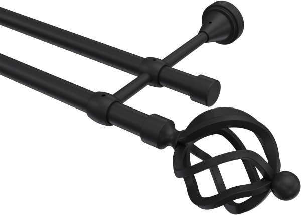 Gardinenstange Metall 16 mm Ø 2-läufig PRIMUS - Paolo Schwarz (ohne Ringe) 100 cm