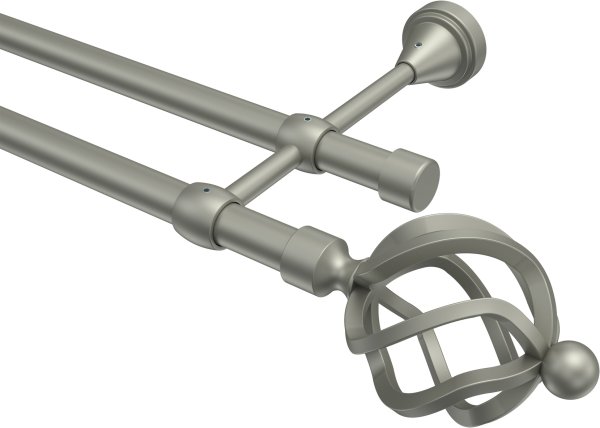 Gardinenstange Metall 16 mm Ø 2-läufig PRIMUS - Paolo Chrom matt (ohne Ringe) 100 cm