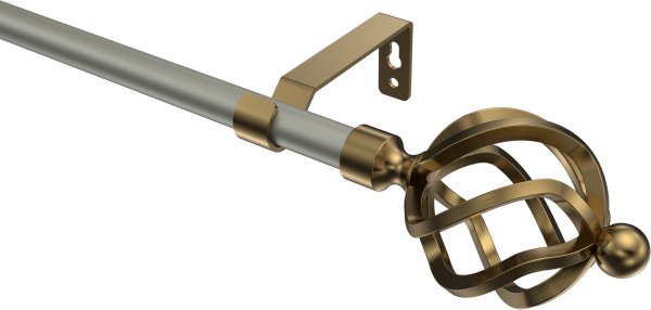 Gardinenstange Metall 16 mm Ø OLYMP - Paolo Chrom matt / Messing Antik (ohne Ringe) 100 cm
