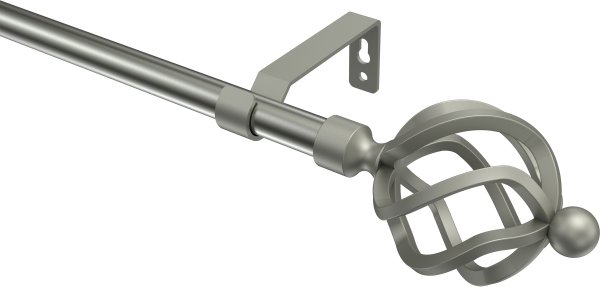 Gardinenstange Metall 16 mm Ø OLYMP - Paolo Edelstahl-Optik / Chrom matt (ohne Ringe) 120 cm
