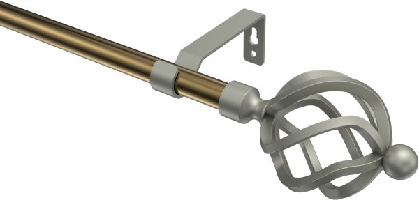 Gardinenstange Metall 16 mm Ø OLYMP - Paolo Messing Antik / Chrom matt (ohne Ringe) 100 cm