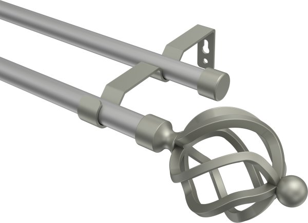 Gardinenstange Metall 16 mm Ø 2-läufig OLYMP - Paolo Silbergrau / Chrom matt (ohne Ringe)