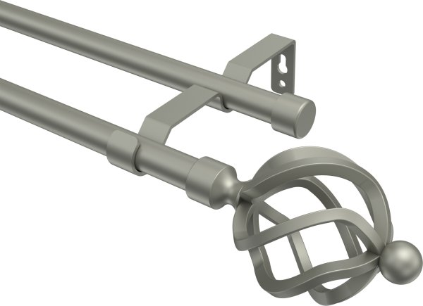 Gardinenstange Metall 16 mm Ø 2-läufig OLYMP - Paolo Chrom matt (ohne Ringe) 100 cm