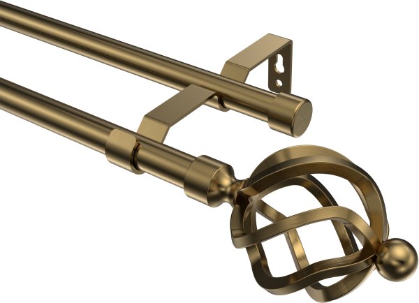 Gardinenstange Metall 16 mm Ø 2-läufig OLYMP - Paolo Messing Antik (ohne Ringe) 100 cm
