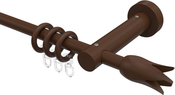 Gardinenstange Holz 16 mm Ø ADRIAN - Flower Nussbaum lackiert 100 cm