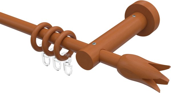 Gardinenstange Holz 16 mm Ø ADRIAN - Flower Kirschbaum lackiert 100 cm