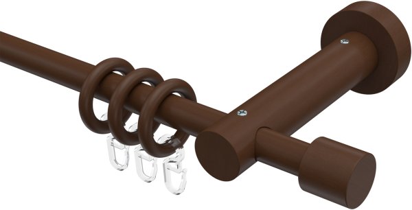 Gardinenstange Holz 16 mm Ø ADRIAN - Pin Nussbaum lackiert 100 cm