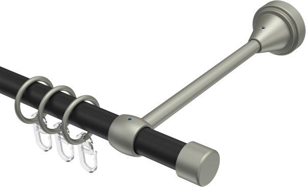 Gardinenstange Metall 16 mm Ø PRIMUS - Lucan Schwarz / Chrom matt 100 cm