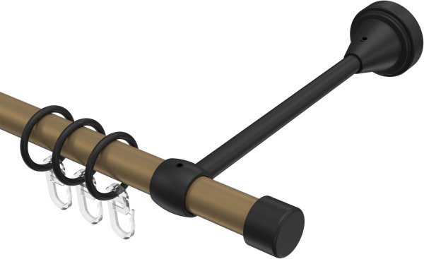 Gardinenstange Metall 16 mm Ø PRIMUS - Lucan Gold matt / Schwarz 100 cm