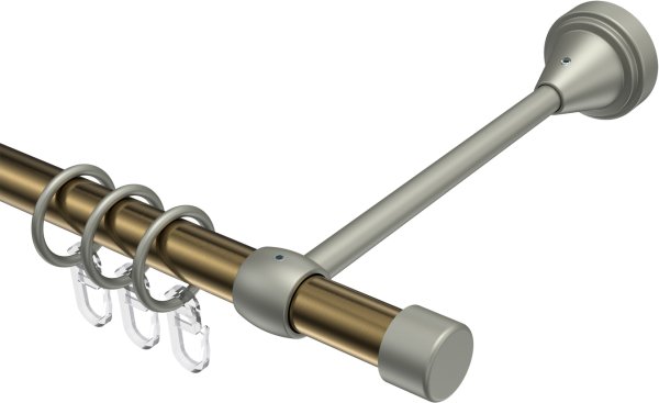 Gardinenstange Metall 16 mm Ø PRIMUS - Lucan Messing Antik / Chrom matt 100 cm