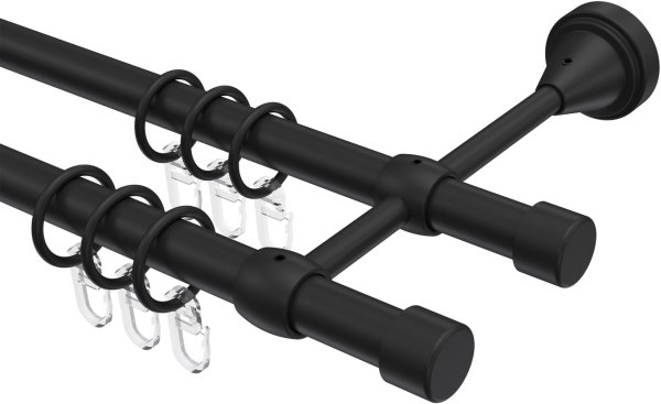 Gardinenstange Metall 16 mm Ø 2-läufig PRIMUS - Lucan Schwarz 100 cm