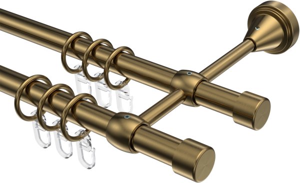 Gardinenstange Metall 16 mm Ø 2-läufig PRIMUS - Lucan Messing Antik 100 cm