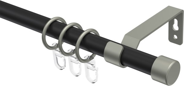 Gardinenstange Metall 16 mm Ø OLYMP - Lucan Schwarz / Chrom matt 100 cm