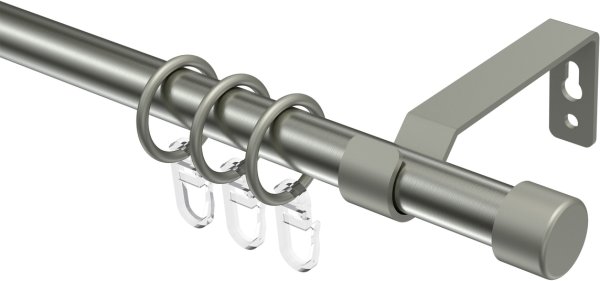 Gardinenstange Metall 16 mm Ø OLYMP - Lucan Edelstahl-Optik / Chrom matt 100 cm