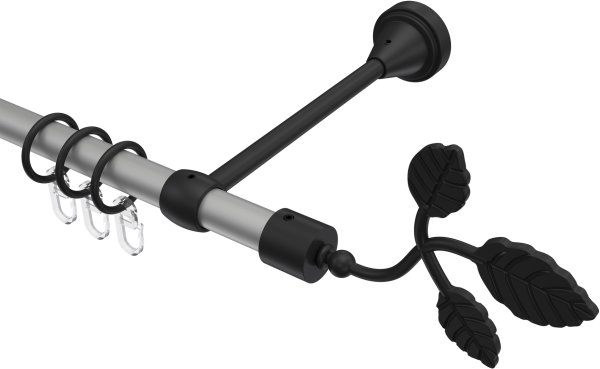 Gardinenstange Metall 16 mm Ø PRIMUS - Alessia Silbergrau / Schwarz 100 cm