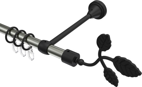 Gardinenstange Metall 16 mm Ø PRIMUS - Alessia Edelstahl-Optik / Schwarz 100 cm