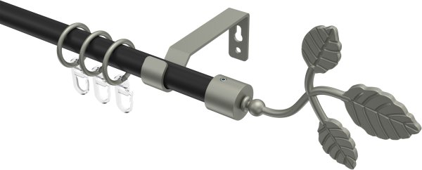 Gardinenstange Metall 16 mm Ø OLYMP - Alessia Schwarz / Chrom matt 100 cm