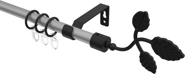 Gardinenstange Metall 16 mm Ø OLYMP - Alessia Silbergrau / Schwarz 100 cm