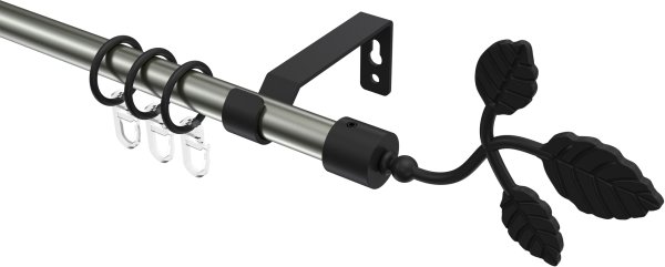 Gardinenstange Metall 16 mm Ø OLYMP - Alessia Edelstahl-Optik / Schwarz 100 cm