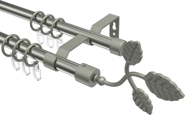 Gardinenstange Metall 16 mm Ø 2-läufig OLYMP - Alessia Edelstahl-Optik / Chrom matt 100 cm