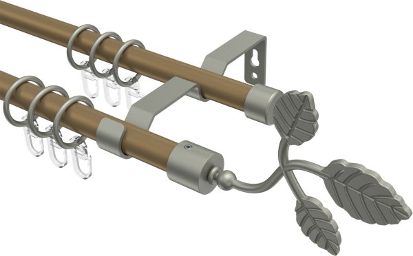 Gardinenstange Metall 16 mm Ø 2-läufig OLYMP - Alessia Gold matt / Chrom matt 100 cm