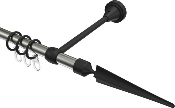 Gardinenstange Metall 16 mm Ø PRIMUS - Lorenzo Edelstahl-Optik / Schwarz 100 cm