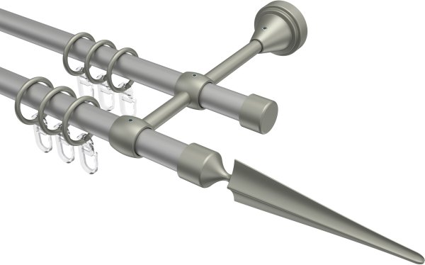 Gardinenstange Metall 16 mm Ø 2-läufig PRIMUS - Lorenzo Silbergrau / Chrom matt 100 cm