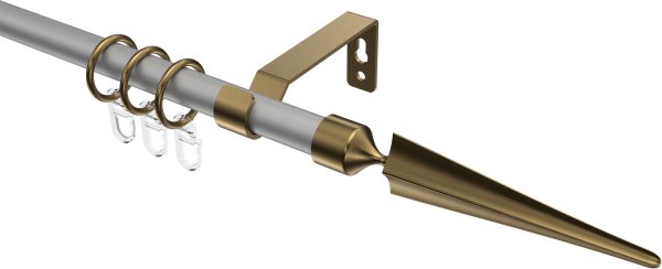 Gardinenstange Metall 16 mm Ø OLYMP - Lorenzo Silbergrau / Messing Antik 100 cm