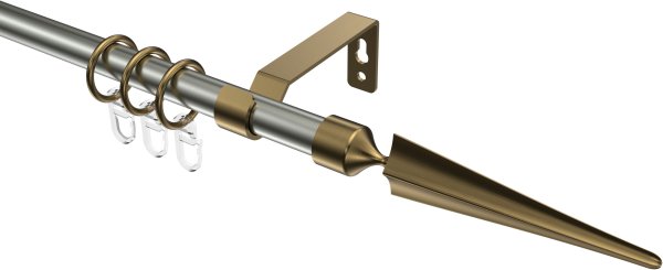 Gardinenstange Metall 16 mm Ø OLYMP - Lorenzo Edelstahl-Optik / Messing Antik 100 cm