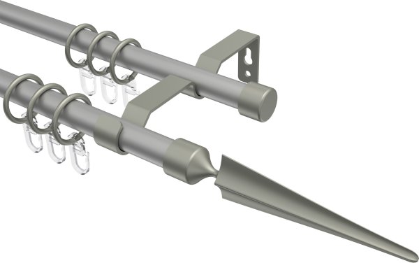 Gardinenstange Metall 16 mm Ø 2-läufig OLYMP - Lorenzo Silbergrau / Chrom matt 100 cm